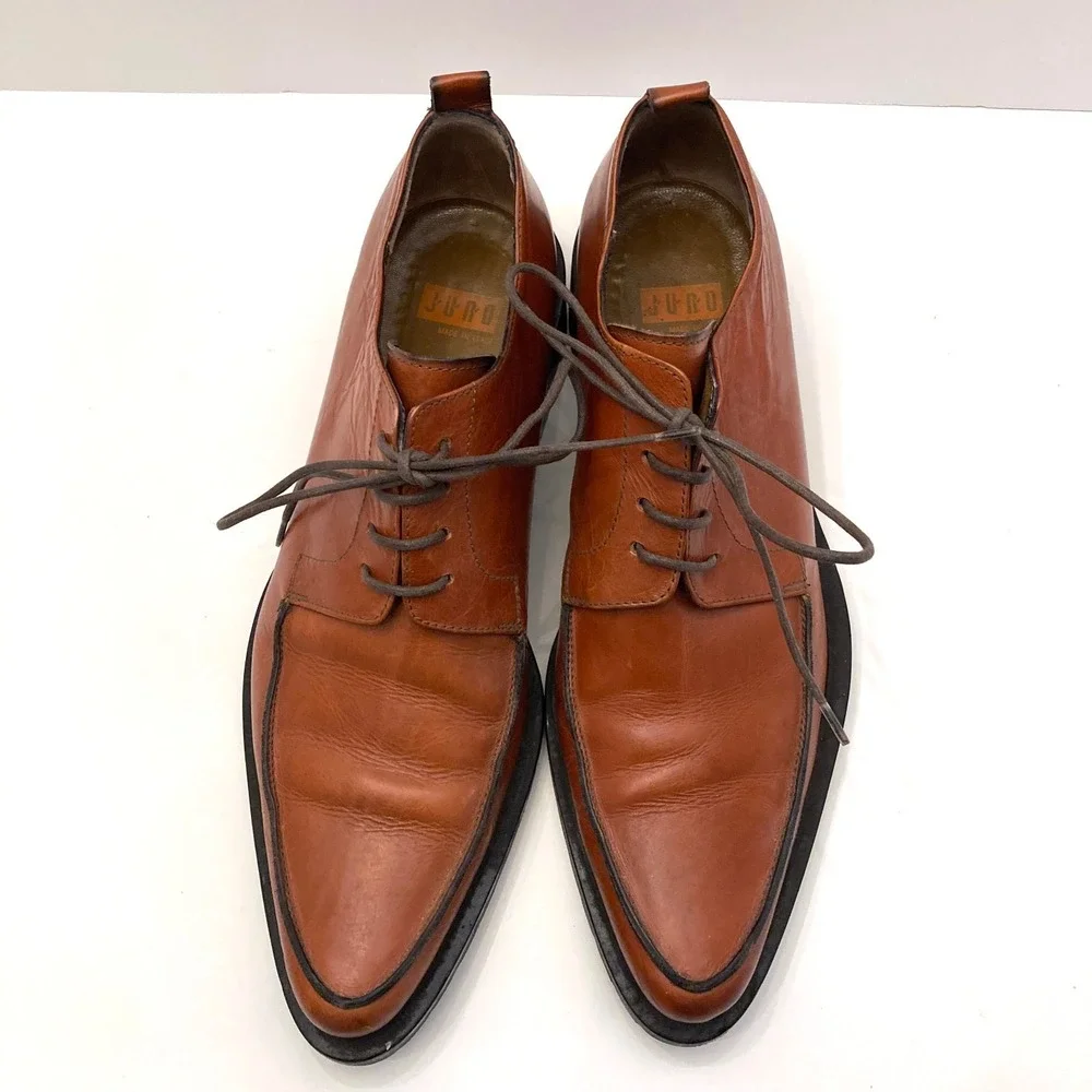 Pawelk's Juno Lace Up Oxford Apron Toe Brown Leather EU 43 US‎ Mens 10 Italy